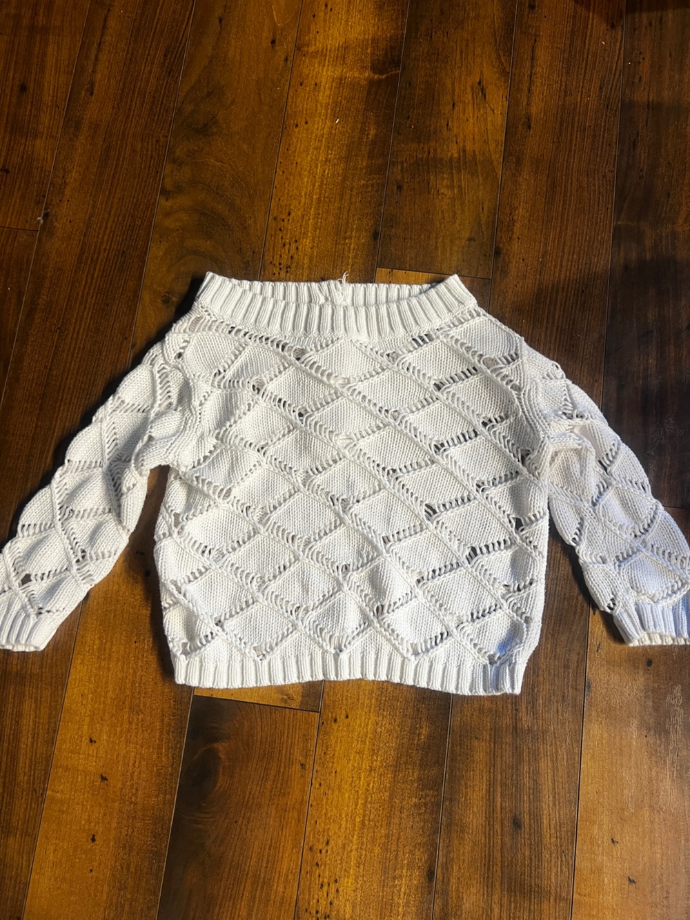 Moda International White Open-Knit Diamond Sweater